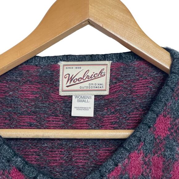Woolrich Buffalo Plaid Cardigan Sweater Wool Red Gray Size S - Picture 4 of 5